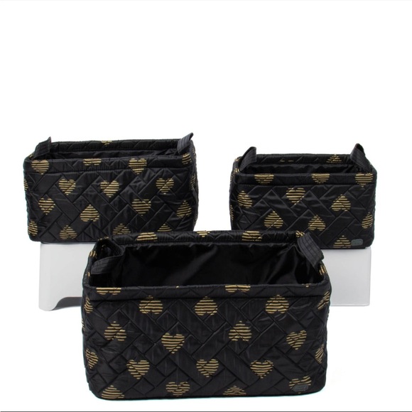 NWT Lug Crescendo 3-Piece Reversible Storage Bins in Hearts 🖤💛🖤💛 - Picture 3 of 10